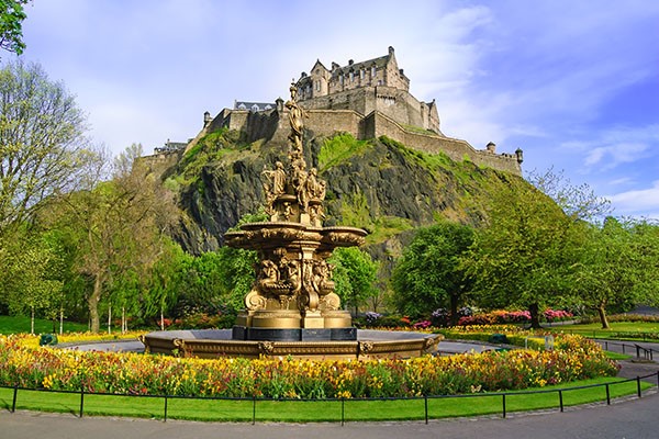 Picturesque fountain in Edinburgh, Scotland