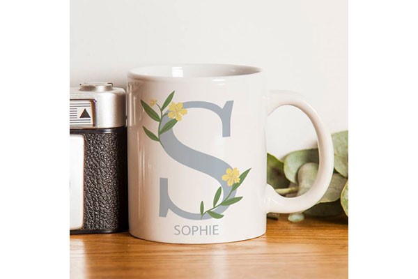 Floral Initial Mug Floral Initial Mug