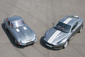 Jaguar E Type and Aston Martin Driving Thrill