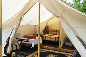 One Night Stay in Canvas Lodge with Hot Tub and Fizz at Woodland Escape