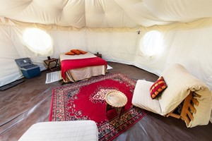 One Night Glamping in Bell or Yurt with Hot Tub and Fizz at Woodland Escape