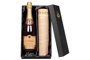 Taittinger Rose Champagne and Newspaper in a Luxury Gift Box