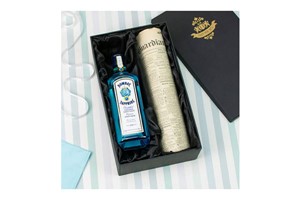 Bombay Sapphire Gin and Original Newspaper in a Luxury Gift Box