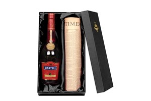 Brandy Martell VSOP Cognac and Newspaper in a Luxury Gift Box