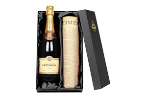 Tattinger Champagne and Newspaper in a Luxury Gift Box
