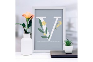 Personalised Floral Initial A3 Framed Print