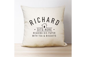 Sits Here Linen Cushion