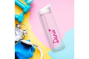 Pink Heart Transparent Water Bottle