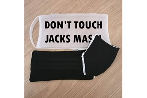 Set of Two Black Face Masks with a Personalised Don't Touch Case