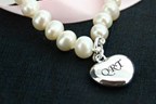 Pearl Bracelet with Personalised Heart Charm