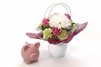 New Baby Girl Flowers with Piggy Bank