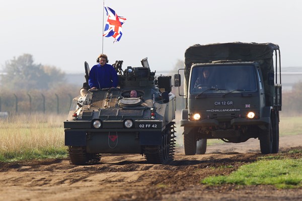 Military Tank Driving Experience in an Alvis Spartan and Volvo BV202 for One Adult and One Child