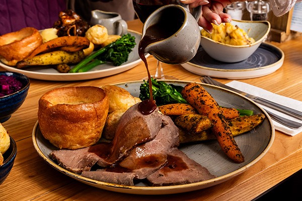 Sunday Roast for Two with a Glass of Wine at a British Pub or Bar picture
