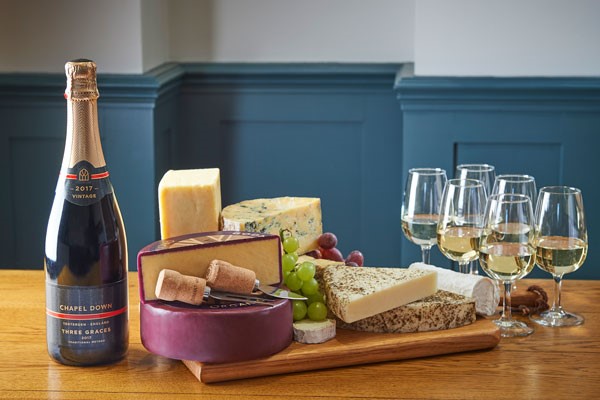 Cheese and Wine Tasting for Two with Brut Gift Box at Chapel Down Winery