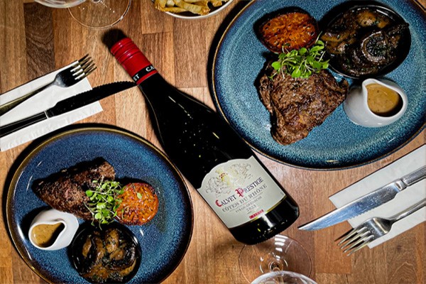 Steak, Fries and Bottle of Wine for Two at On The Hush