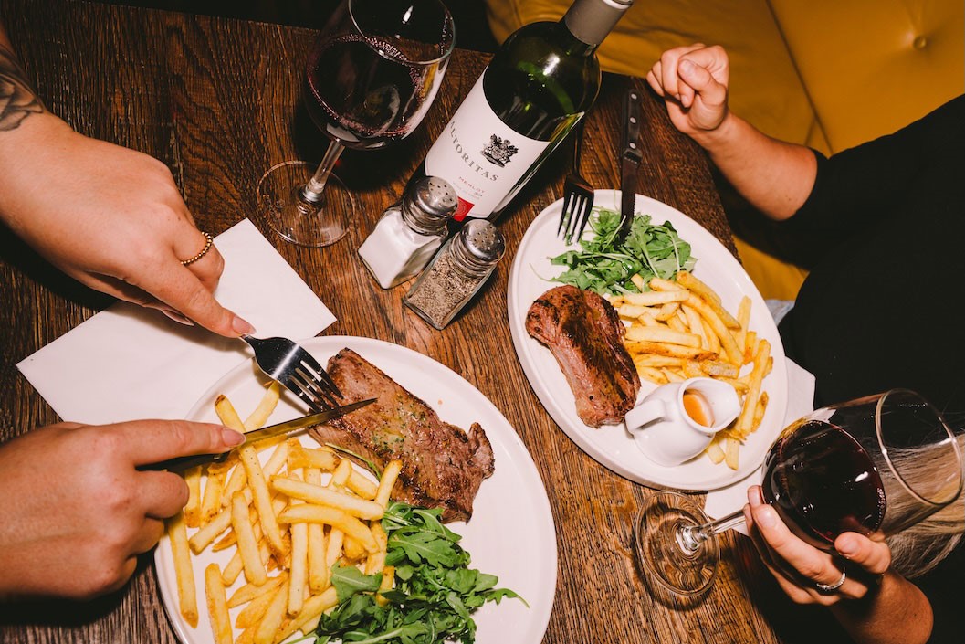 Red/White Steak And Bottle Of Wine For Two At Revolution Bar
