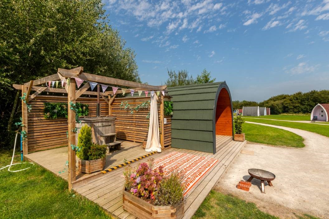 One Night Heated Pod and Hot Tub Break for Up to Five at Stanley Villa Farm Camping