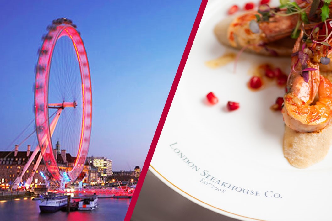 Three Course Meal at Marco Pierre White London Steakhouse Co with a Visit to the London Eye for Two