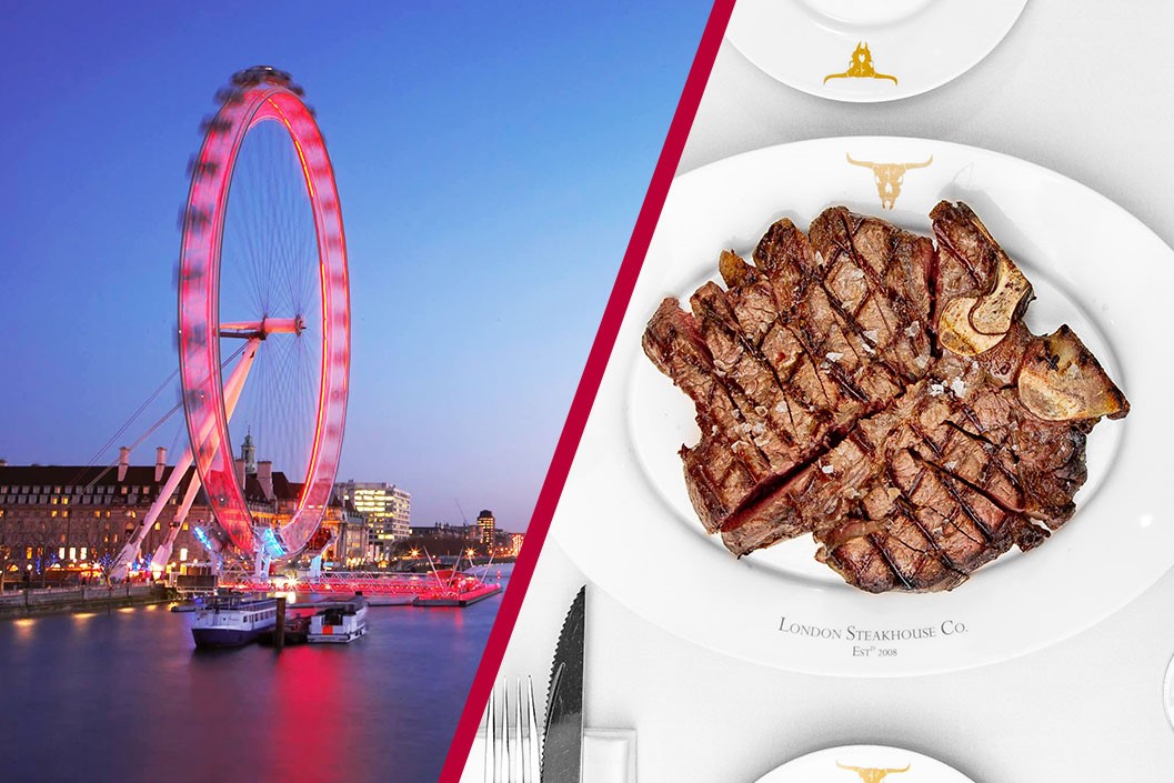 Image of Three Course Meal at Marco Pierre White London Steakhouse Co with a Visit to the London Eye for Two