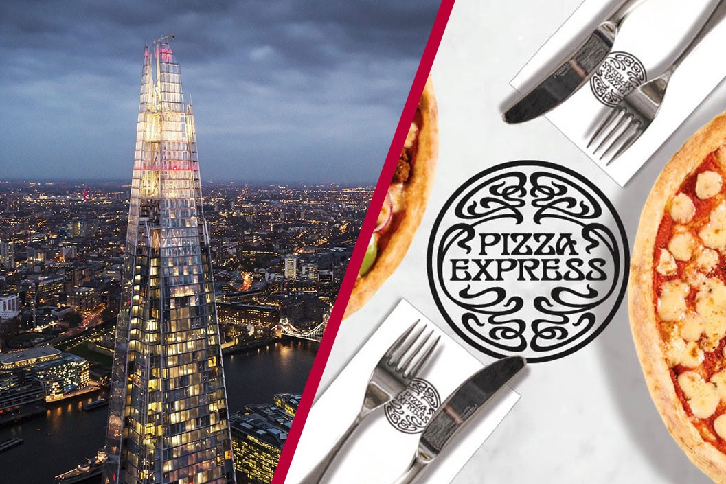 The View from The Shard and Three Course Meal at PizzaExpress for Two