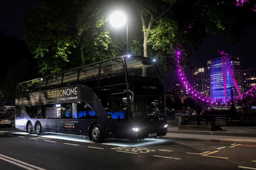 Four Course Lunch for Two Adults and One Child Aboard a Bustronome Gourmet Bus Tour in London