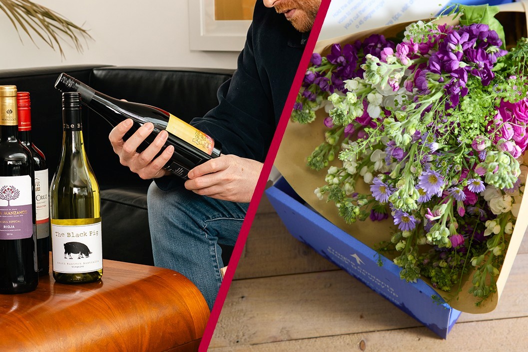 Red/White New Home Bundle: Three Month Ethical Flower And Virgin Wines Subscription