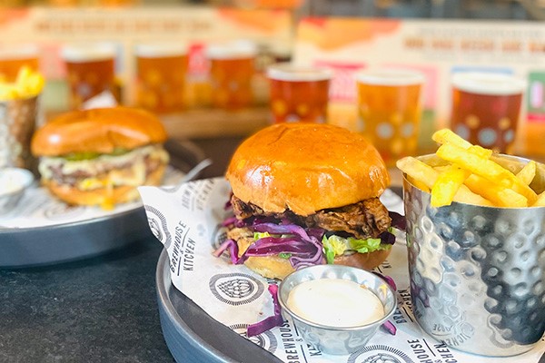 Burger and Beer Tasting Board with Burger Meal for Two at Brewhouse and Kitchen