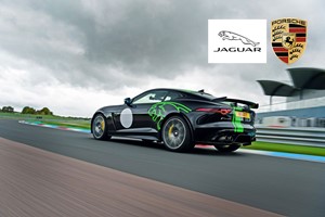 Jaguar F Type versus Porsche Driving at Thruxton for One Image 1