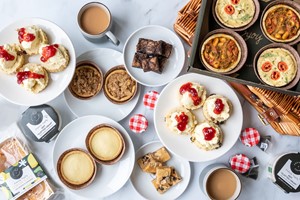 Click to view details and reviews for Luxury Vegan Sweet And Savoury Afternoon Tea Hamper Delivery For Four With Positive Bakes.