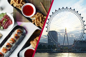Click to view details and reviews for London Eye Tickets With Unlimited Asian Tapas And Sushi Plus Bottomless Drinks At Inamo For Two.