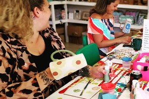 Ceramic Painting for Two with Pink Parrot Pottery Image 2