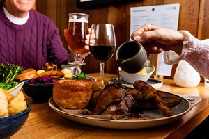 Sunday Roast for Two with a Glass of Wine at a British Pub or Bar Image 5