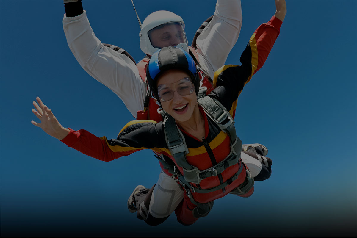 Two people skydiving