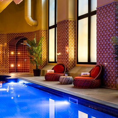 Beautiful indoor spa with pool