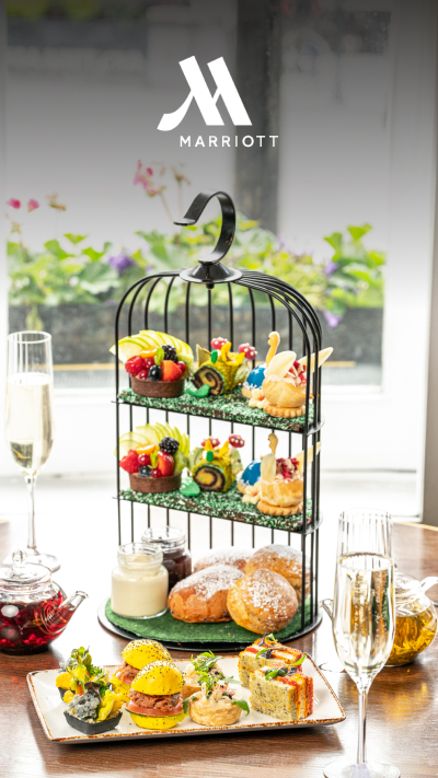Botanical Afternoon Tea for Two with a Glass of Bubbles at 5 Star London Marriott Hotel Park Lane collection picture
