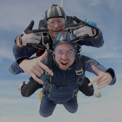Two men skydiving