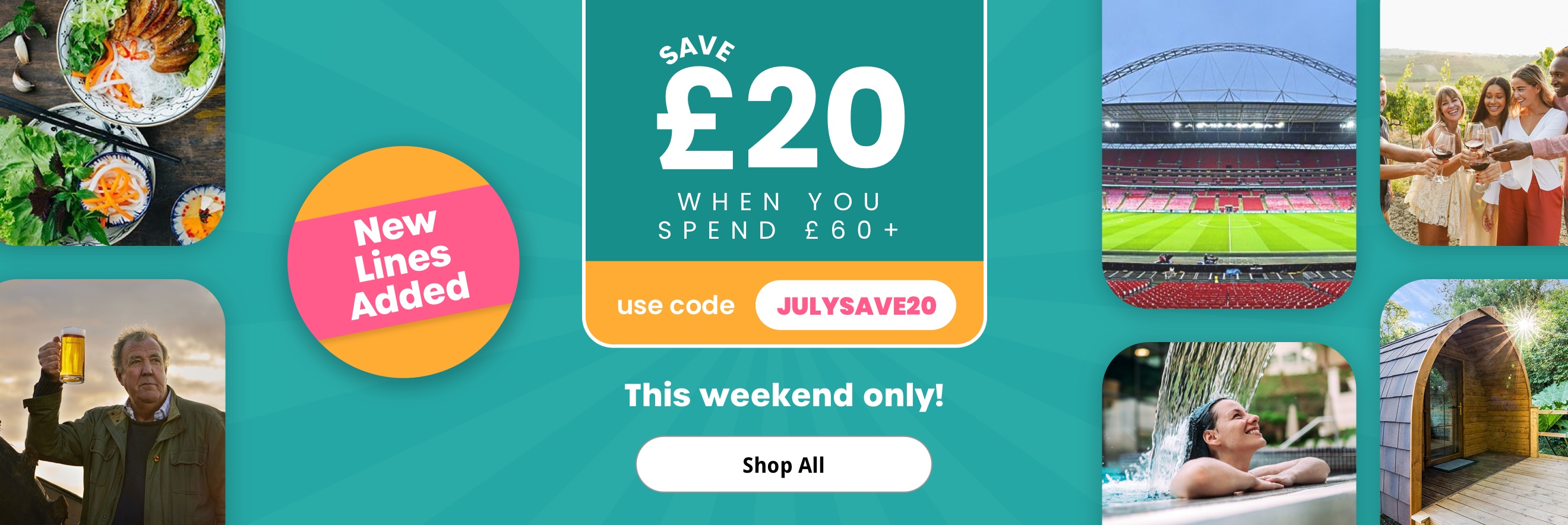 Save £20 when you spend £60+ at Buyagift - New Lines Added
